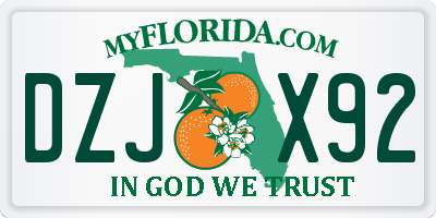 FL license plate DZJX92