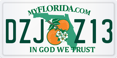 FL license plate DZJZ13