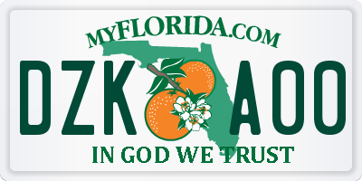 FL license plate DZKA00