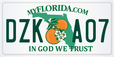 FL license plate DZKA07