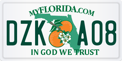FL license plate DZKA08