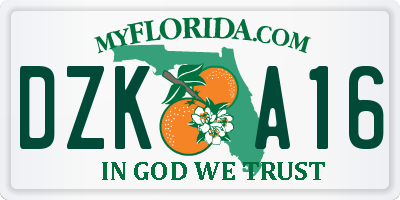 FL license plate DZKA16