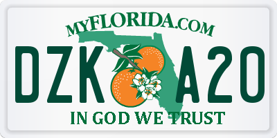 FL license plate DZKA20