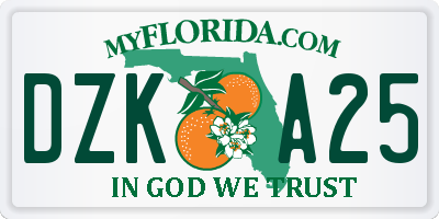 FL license plate DZKA25