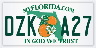 FL license plate DZKA27