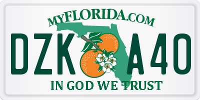 FL license plate DZKA40