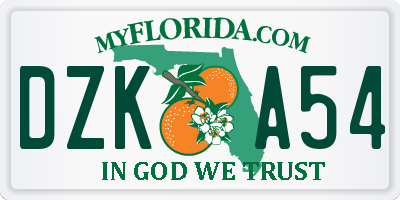 FL license plate DZKA54