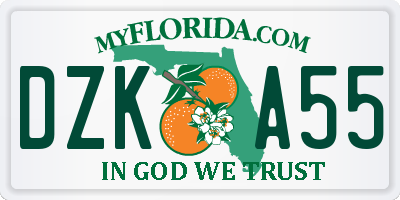FL license plate DZKA55
