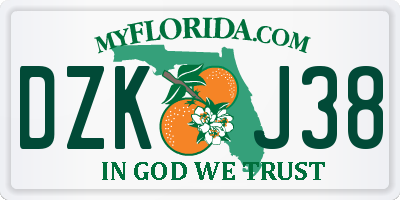 FL license plate DZKJ38