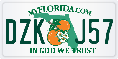 FL license plate DZKJ57
