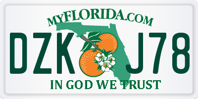FL license plate DZKJ78