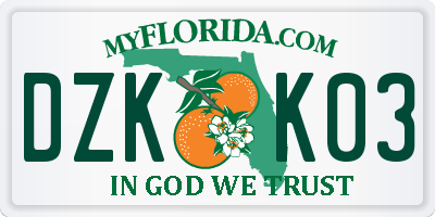 FL license plate DZKK03