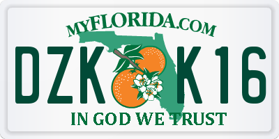 FL license plate DZKK16
