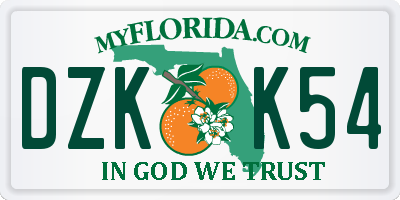FL license plate DZKK54