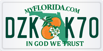 FL license plate DZKK70