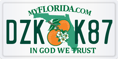 FL license plate DZKK87