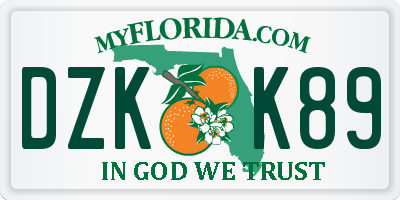 FL license plate DZKK89