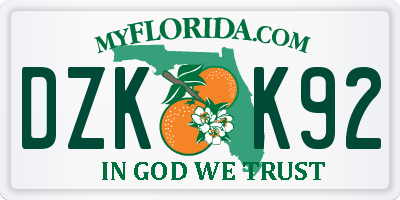 FL license plate DZKK92