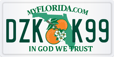 FL license plate DZKK99