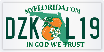 FL license plate DZKL19