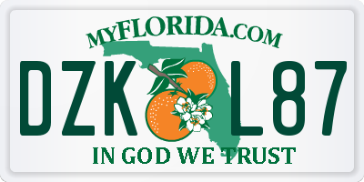 FL license plate DZKL87
