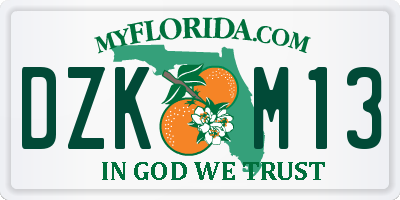 FL license plate DZKM13
