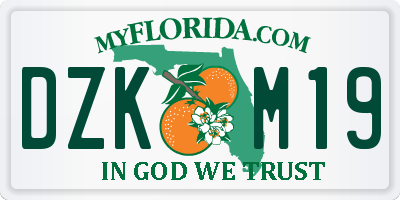 FL license plate DZKM19