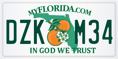FL license plate DZKM34