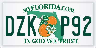 FL license plate DZKP92