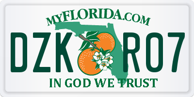 FL license plate DZKR07