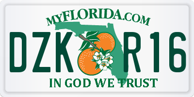 FL license plate DZKR16