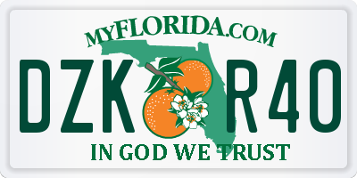 FL license plate DZKR40