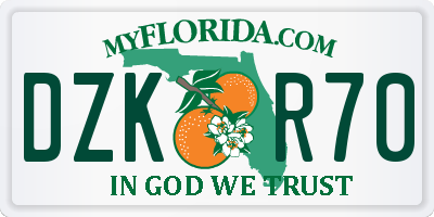 FL license plate DZKR70