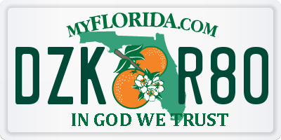 FL license plate DZKR80