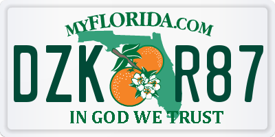FL license plate DZKR87