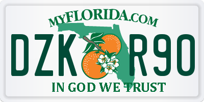 FL license plate DZKR90