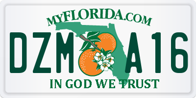 FL license plate DZMA16
