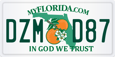 FL license plate DZMD87