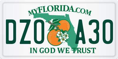 FL license plate DZOA30