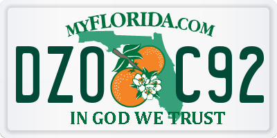 FL license plate DZOC92