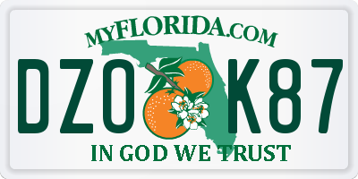 FL license plate DZOK87