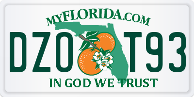 FL license plate DZOT93