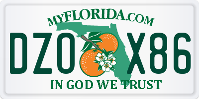 FL license plate DZOX86