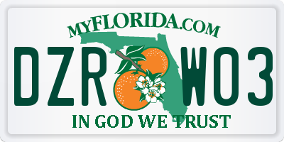 FL license plate DZRW03