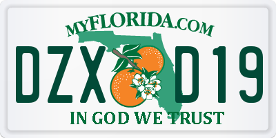 FL license plate DZXD19