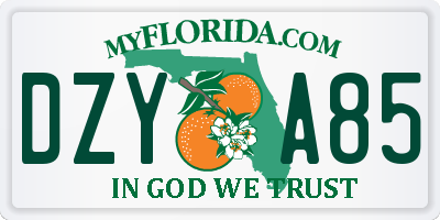 FL license plate DZYA85