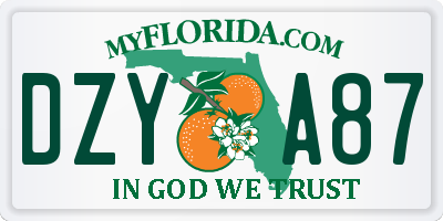 FL license plate DZYA87