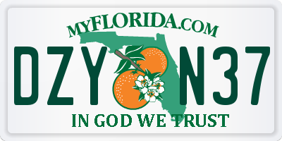 FL license plate DZYN37