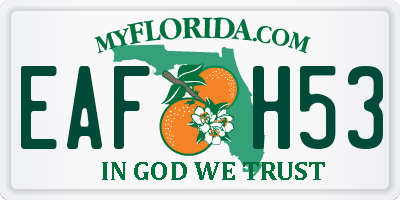 FL license plate EAFH53