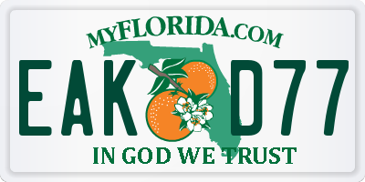 FL license plate EAKD77